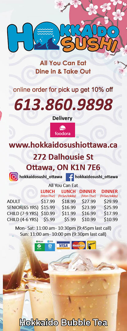 Menu Hokkaido Sushi Ottawa On